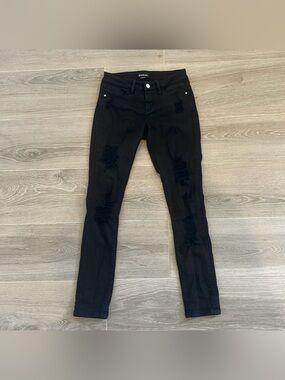 Bebe Black Skinny Ripped Jeans Size 25